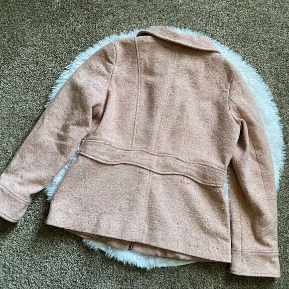 Mudd Vintage Wool Blend Pink Tweed Jacket Coat Womens Size Large Pockets Lined - Picture 2 of 10